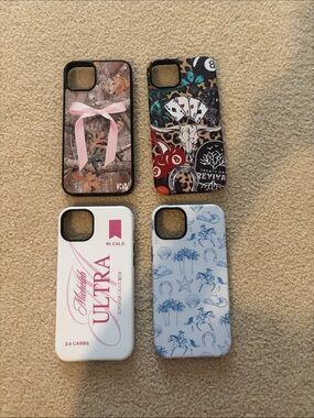 Assorted Printed iPhone 14 Plus Protective Case - Pink, Multicolor, White, Blue